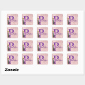 Paarse Shimmer Illustratieve letter P Naam toevoeg Vierkante Sticker (Vel)