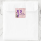 Paarse Shimmer Illustratieve letter P Naam toevoeg Vierkante Sticker (Tas)