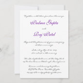 Paarse Shimmer Satin & Paisley Wedding Invitation Kaart (Achterkant)