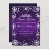 Paarse Shimmer Snowflake verjaardagsuitnodiging Kaart (Voorkant / Achterkant)