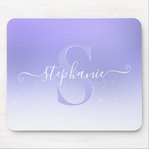 Paarse Shimmer Sparkle Glitter Monogram Muismat