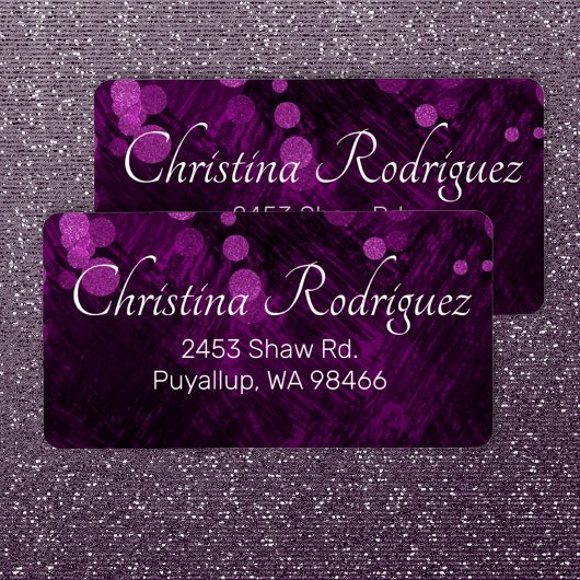 Paarse Shimmery Lights Adres Mailing Labels