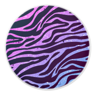 Paarse shine- en zebraafdrukken keramische knop