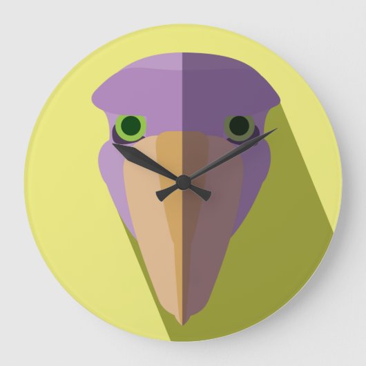 Paarse Shoebill Stork Icon Grote Klok (Voorkant)