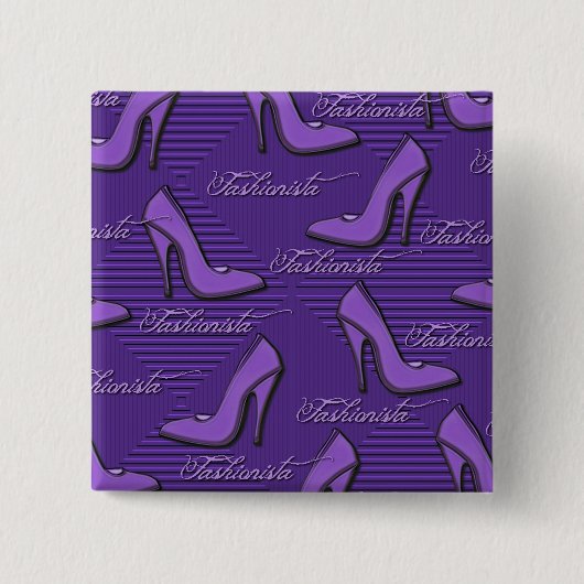 Paarse Shoes-Fashionista-Button Vierkante Button 5,1 Cm (Voorkant)