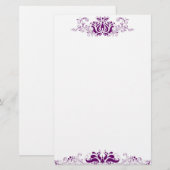 Paarse sierbloem  briefpapier (Voorkant / Achterkant)
