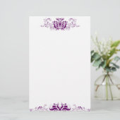 Paarse sierbloem  briefpapier (Staand voorkant)