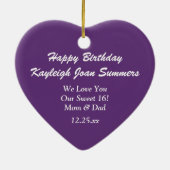 Paarse sierzwarte Zebra Sweet 16 Keramisch Ornament (Achterkant)