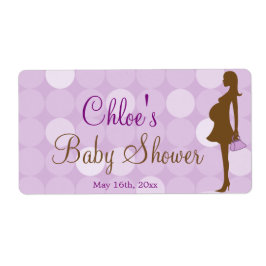 Paarse Silhouet Baby shower Waterflesetiketten Etiket