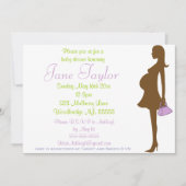 Paarse Silhouette Baby Douche Uitnodigingen (Voorkant)