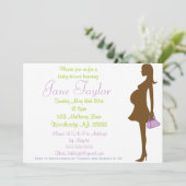 Paarse Silhouette Baby Douche Uitnodigingen (Staand voorkant)