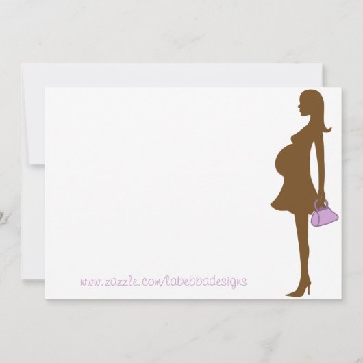 Paarse Silhouette Baby Douche Uitnodigingen (Achterkant)