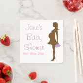 Paarse Silhouette Baby showers servetten (Insitu)