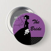 Paarse Silhouette Bride Bridal Party Button (Voorkant /achterkant)