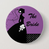 Paarse Silhouette Bride Bridal Party Button (Voorkant)