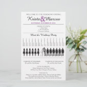 Paarse Silhouettes Wedding Program Flyer (Staand voorkant)