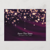 Paarse Silk & Gold Sparkle Glam Save the Date Aankondigingskaart (Voorkant)
