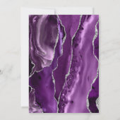 Paarse Silver Agate Corners Dark Wedding Invite Kaart (Achterkant)
