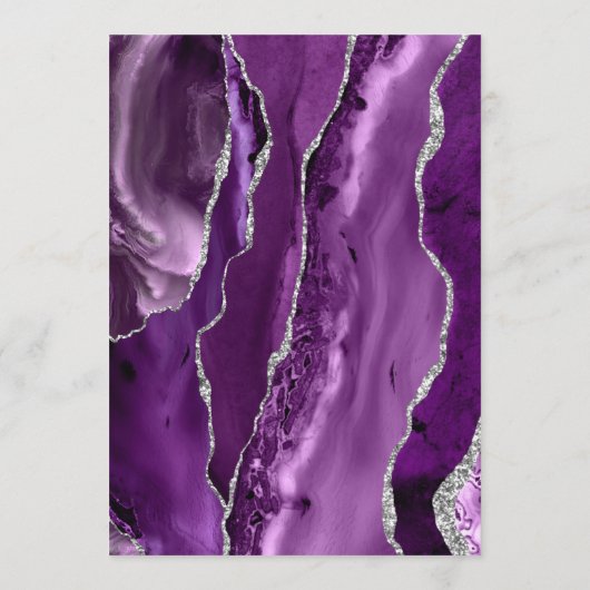 Paarse Silver Agate Dark Wedding Menu (Achterkant)