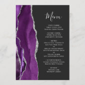 Paarse Silver Agate Dark Wedding Menu (Voorkant)