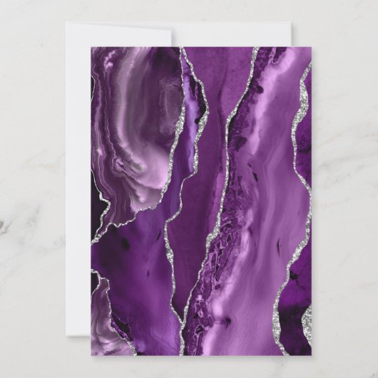 Paarse Silver Agate Dark Wedding Rehearsal Dinner Kaart (Achterkant)