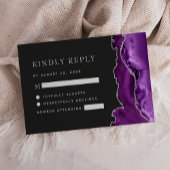 Paarse Silver Agate Dark Wedding RSVP Kaartje