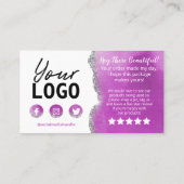 Paarse Silver Agate Glitter White Hartelijk dank Visitekaartje (Achterkant)