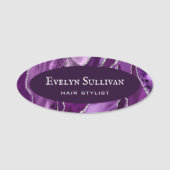 Paarse Silver Agate Name Tag (Voorkant)