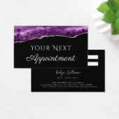 Paarse Silver Agate op zwarte Benoemingskaart Visitekaartje (Bureau)