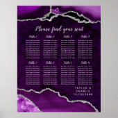Paarse Silver Agate Wedding 8 Tables Zetel Poster (Voorkant)