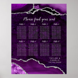 Paarse Silver Agate Wedding 8 Tables Zetel Poster