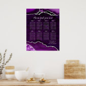 Paarse Silver Agate Wedding 8 Tables Zetel Poster (Keuken)