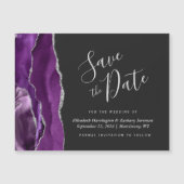 Paarse Silver Agate Wedding sparen de Datum Magnet (Voorkant)