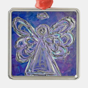 Paarse Silver Angel Ornament