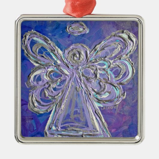 Paarse Silver Angel Ornament (Voorkant)