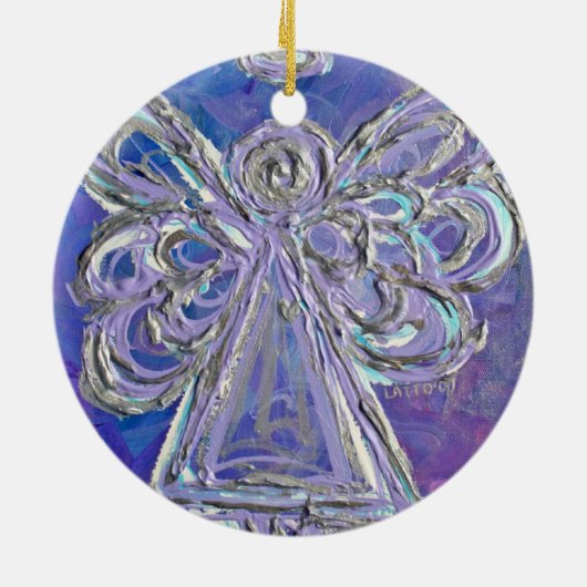 Paarse Silver Angel Ornament (Achterkant)