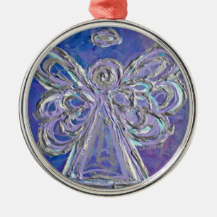 Paarse Silver Angel Ornament