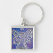 Paarse Silver Angel Sleutelhanger (Voorkant)