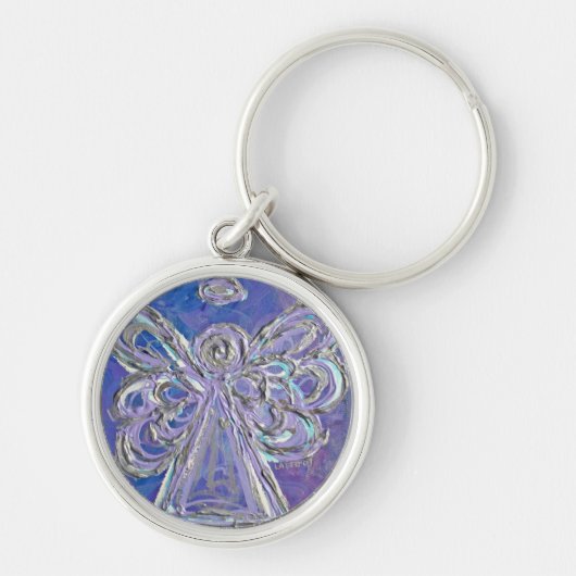 Paarse Silver Angel Sleutelhanger (Voorkant)