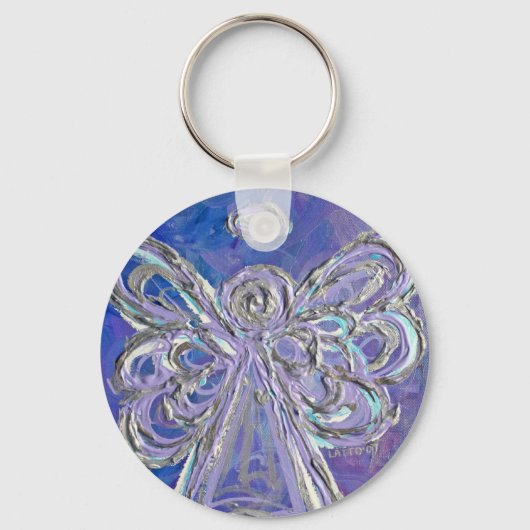 Paarse Silver Angel Sleutelhanger (Voorkant)