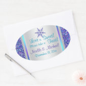 Paarse Silver Aqua Glitter LOOK Snowflakes Sticker (Envelop)