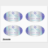 Paarse Silver Aqua Glitter LOOK Snowflakes Sticker (Vel)