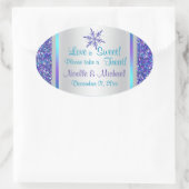 Paarse Silver Aqua Glitter LOOK Snowflakes Sticker (Tas)