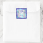 Paarse Silver Aqua Glitter LOOK Snowflakes Sticker (Tas)