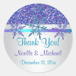 Paarse Silver Aqua Glitter LOOK Snowflakes Sticker