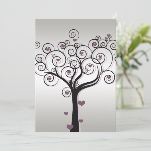 Paarse Silver Black Post Wedding Celebration Kaart (Staand voorkant)