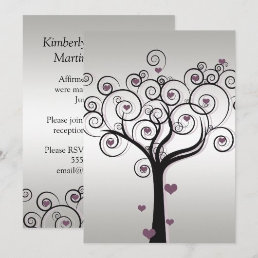 Paarse Silver Black Post Wedding Celebration Kaart (Voorkant / Achterkant)