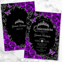 Paarse Silver Black Quinceanera