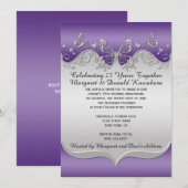 Paarse Silver  Butterflies 25e Jubileum Kaart (Voorkant / Achterkant)