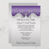 Paarse Silver Butterflies 25e Jubileum Kaart (Voorkant / Achterkant)